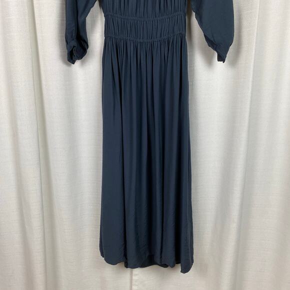 Madewell Dark Baltic Blue Gray Twill Sophia Midi Dress Sz.S - Picture 14 of 16